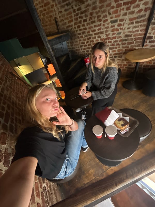 Cafe scene with patrons documented in Lille, France