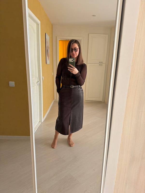 Woman photographed indoors and outdoors in early morning Izhevsk