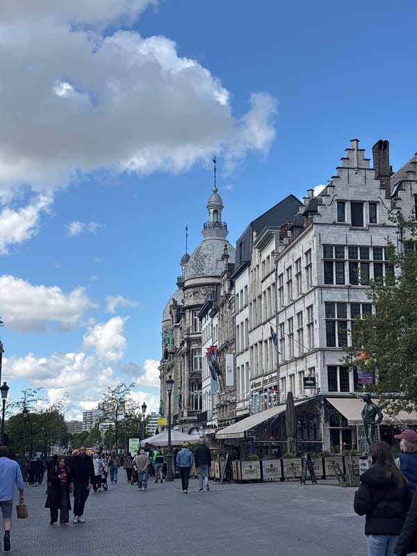 Sideways photo captured of Antwerp's Grote Markt plaza