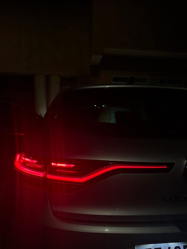 Silver MEGANE car spotted indoors in Saâda, Morocco