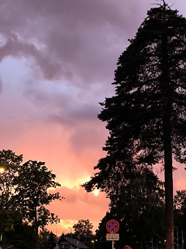 Riga at dusk: dramatic skies and public art sculptures
