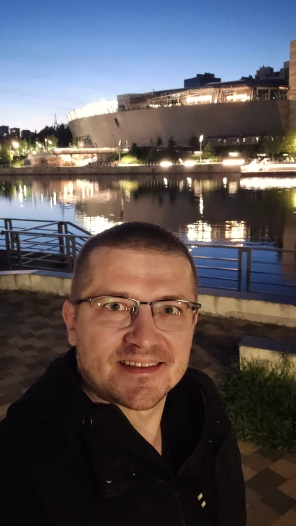 Evening walk along Dnipro River embankment in Kyiv
