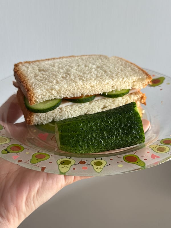 Simple breakfast spread with sandwiches and fresh coffee