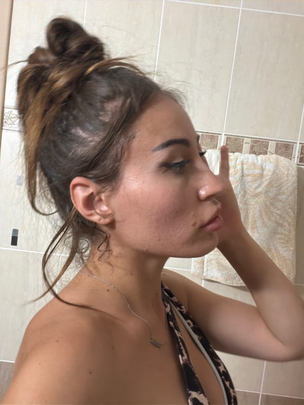 Bathroom selfie session in leopard-print swimwear, Tersefanou, Cyprus