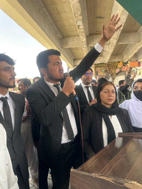 Outdoor public address under overpass in Quetta, Pakistan