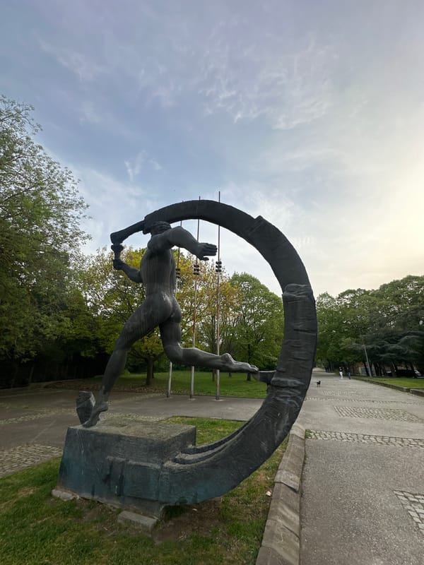 Bronze sculptures documented in Dobrich, Bulgaria park setting