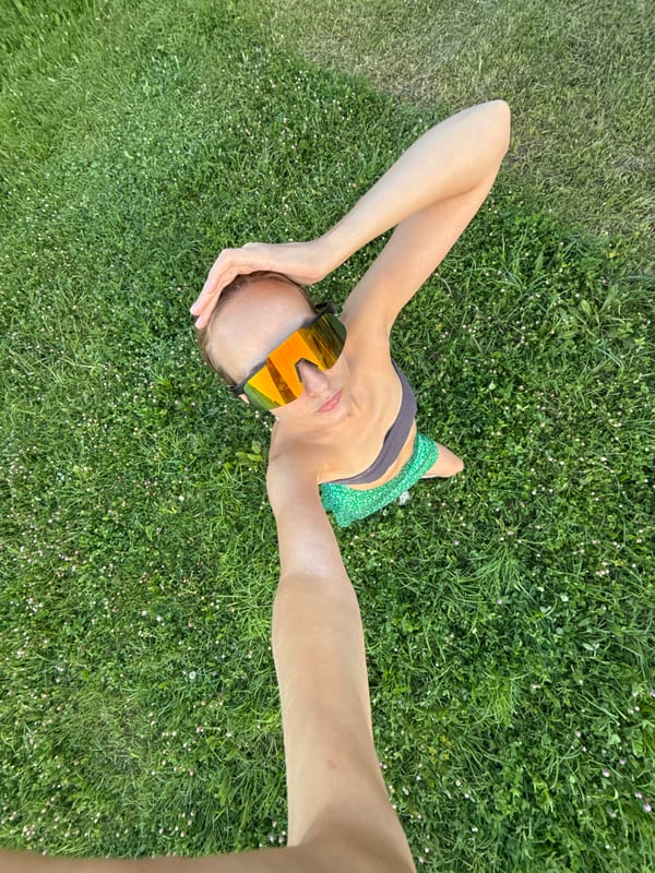 Lazy summer afternoon in a Podshivalovo backyard with a baby