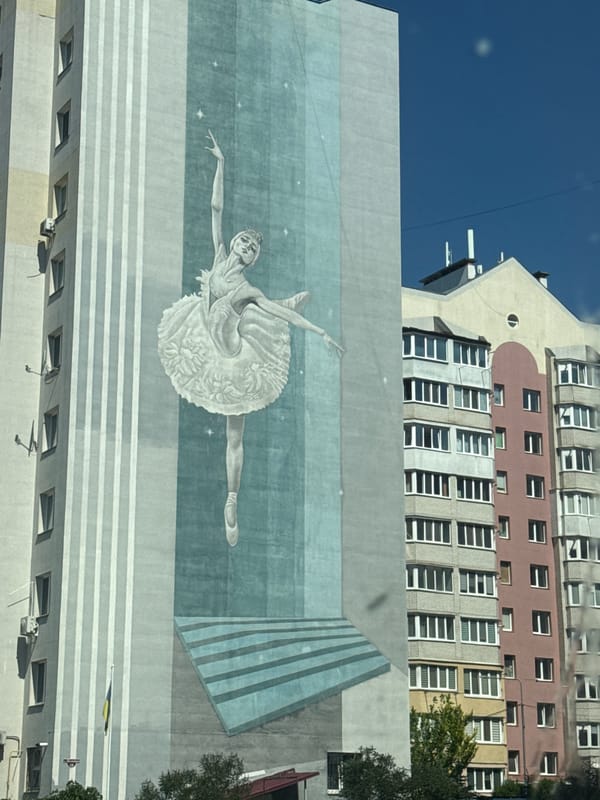 Street murals in Vinnytsia mix athletic movement and urban art