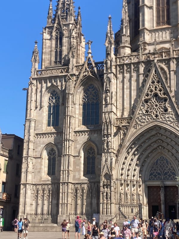 Barcelona Cathedral and Gothic Quarter streets, mid-afternoon