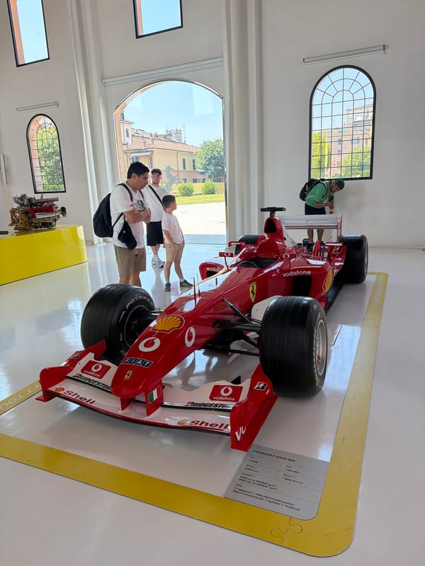 Inside Modena's Ferrari museum on a Sunday morning