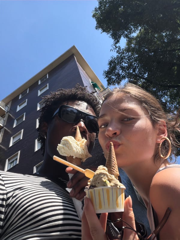 Afternoon ice cream and cafe time in sunny Milan