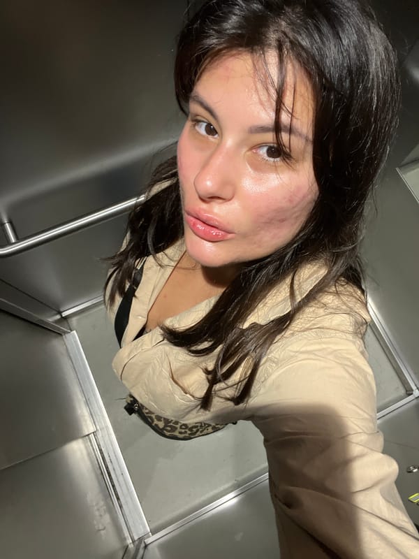 Elevator glance in Kiryat Bialik, leopard purse in frame