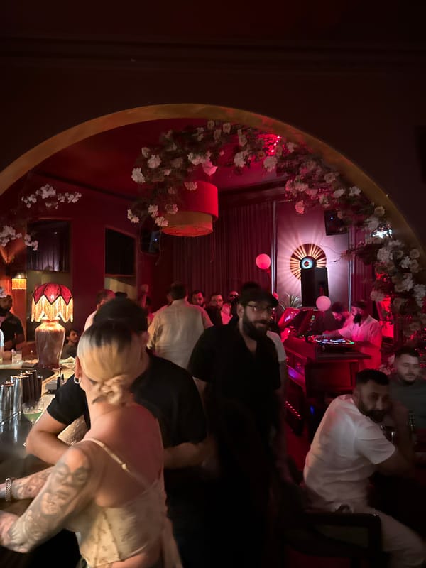 Moody bar interior with circular archway in Yerevan