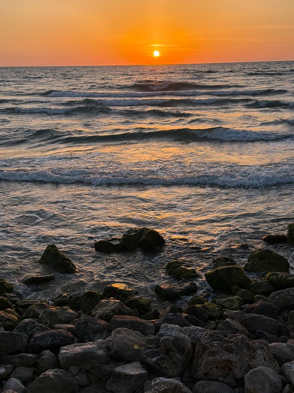 Mediterranean sunset observed from Tel Aviv shoreline