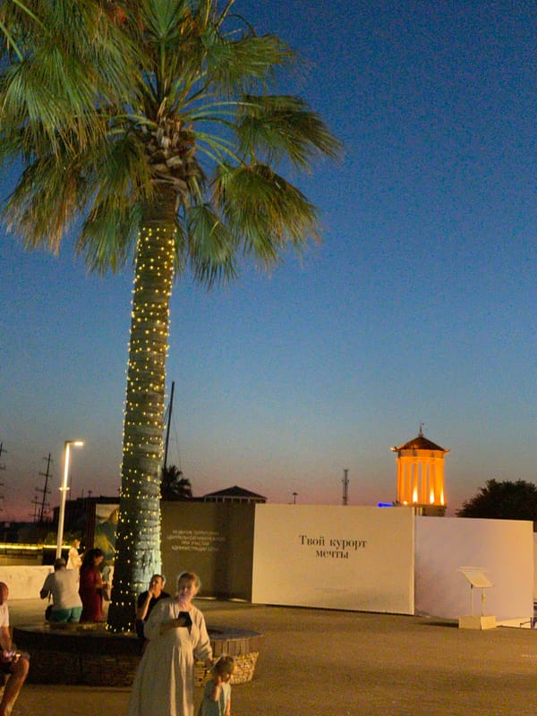 Sochi waterfront alive on a warm summer evening