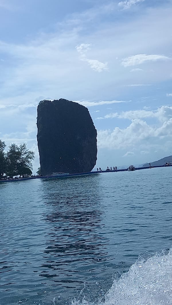 Coastal limestone karst formations observed in Ban Ao Nang Thailand