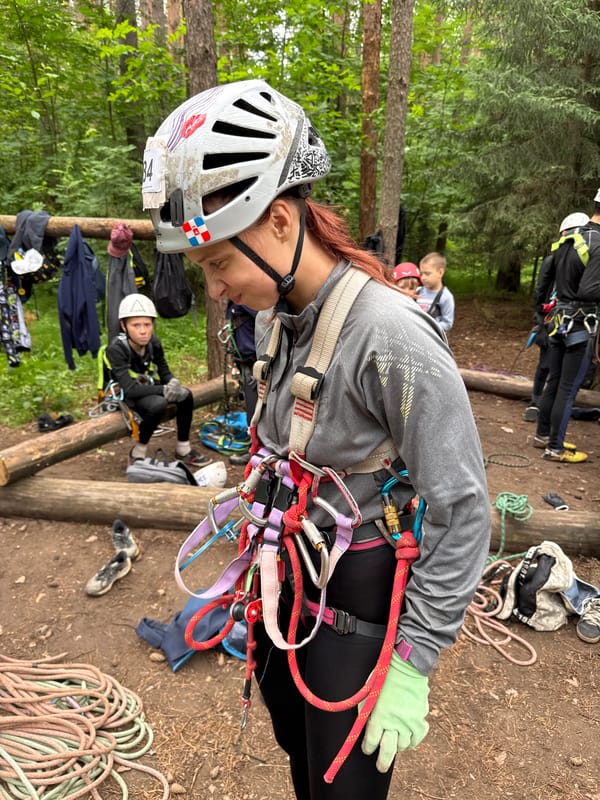 Ropes course session in a Chaikovsky forest adventure park