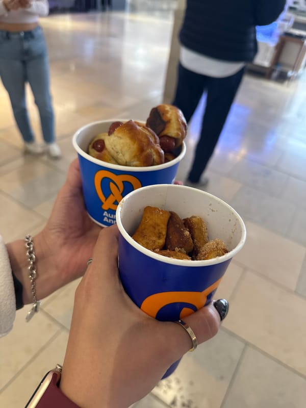 Woman enjoys Auntie Anne's pretzels, takes car selfies in San Antonio
