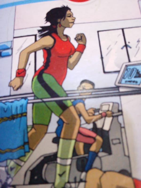 Cartoon treadmill exercise image observed in Aba, Nigeria