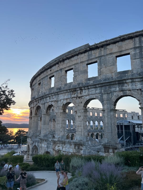 Pula Arena at golden hour, Croatia