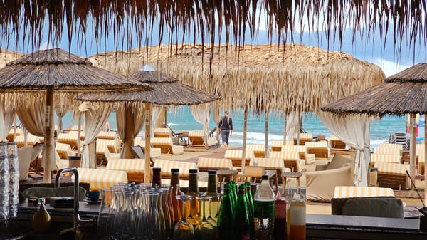 Thatched beach bar stocked and ready in Varna