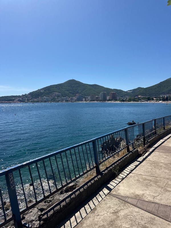Tourist captures multiple views of Budva coastline during afternoon walk