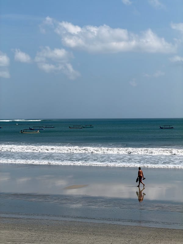 A busy morning along Kuta's tourist strip in Bali