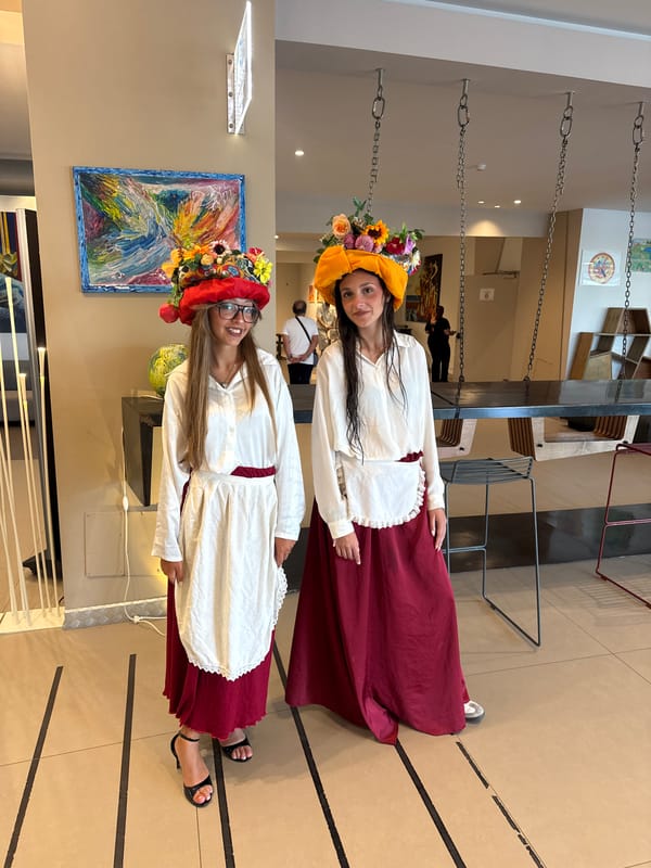 Traditional folk costumes at a cultural gathering in Isola delle Femmine