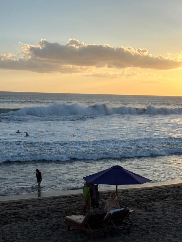 Sunset light over North Kuta beach, Bali