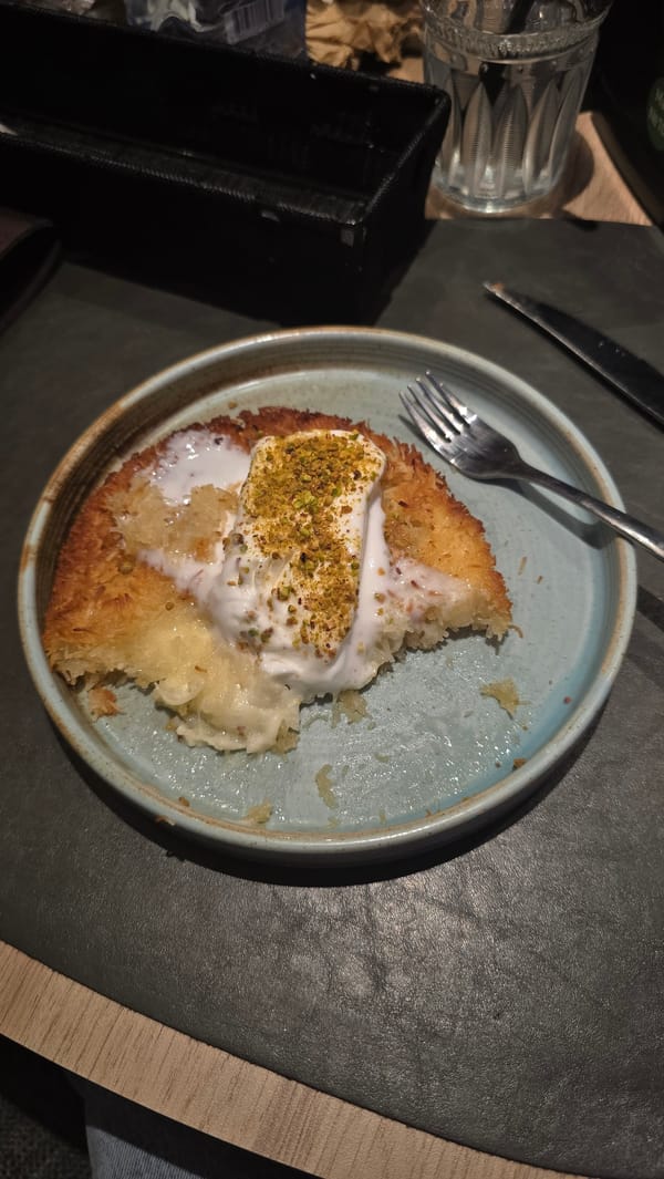 Dining experience documented in Stara Zagora restaurant with künefe