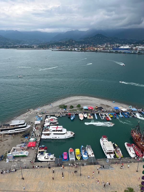 Batumi marina from above, Black Sea waterfront