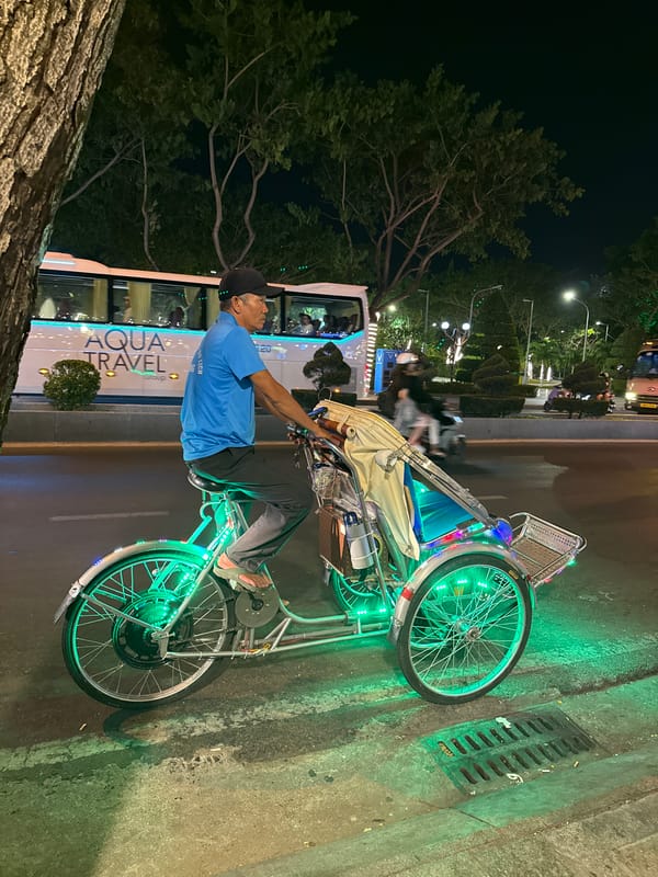 Evening street life and dining documented in Nha Trang