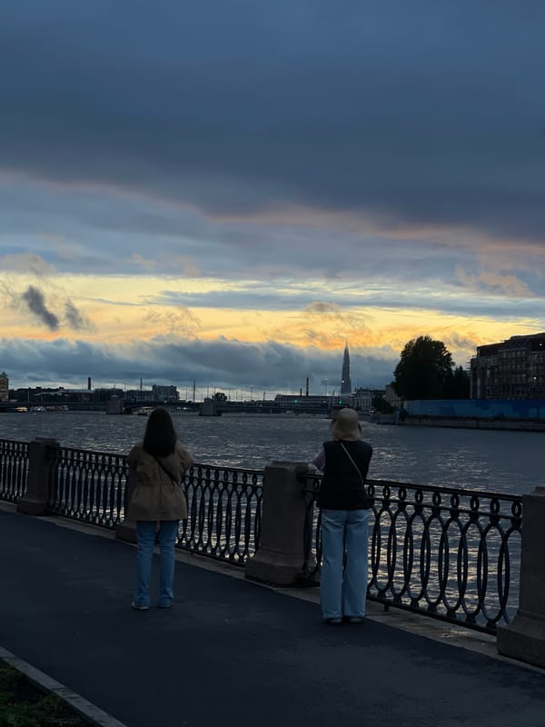 Waterfront twilight and a rainy evening run in Saint Petersburg