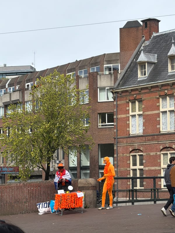 Person in orange jumpsuit spotted on Amsterdam street