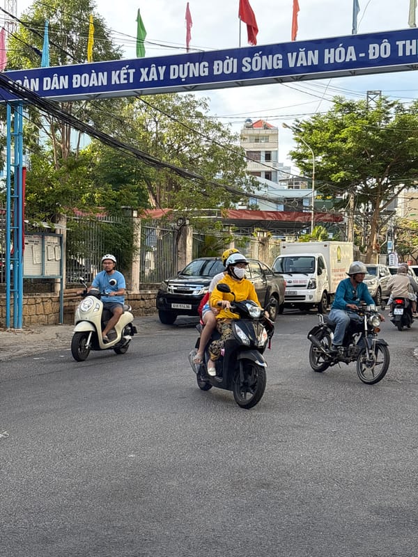 Street life and signage in central Nha Trang