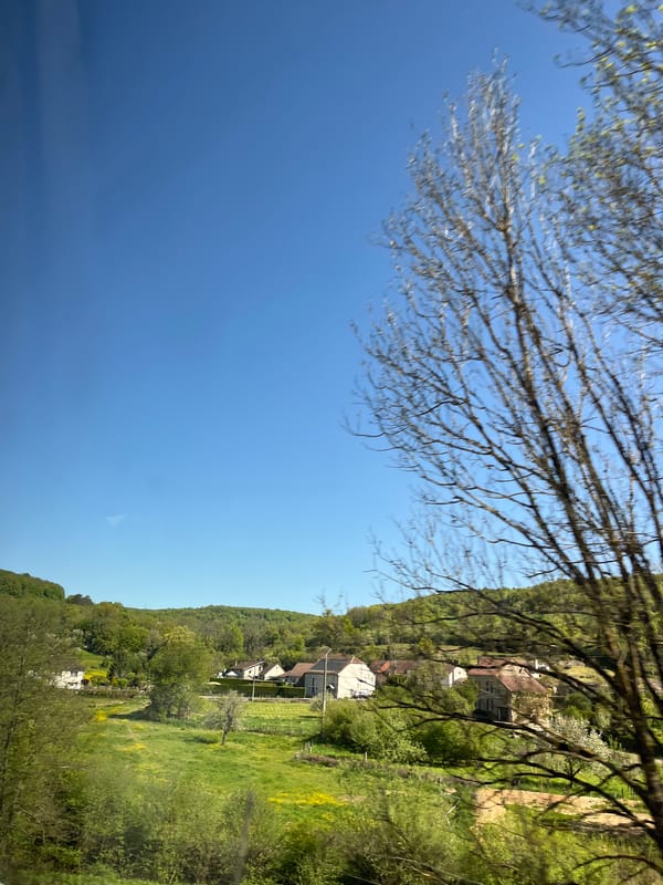 Clear blue sky observed in Crugey, France countryside