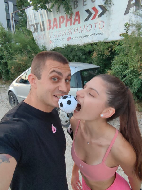 Selfies, flexing, and a plush toy at golden hour in Varna