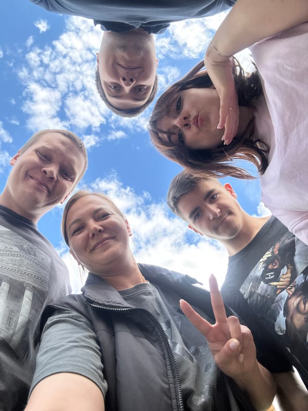 Friends gather for outdoor barbecue party in Dmitrov
