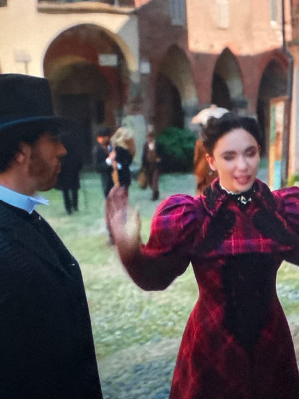 Woman in traditional dress spotted in historic Puebla setting