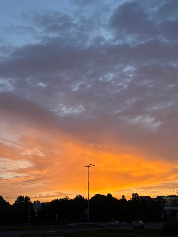 Fiery sunset paints the sky over Burgas, Bulgaria