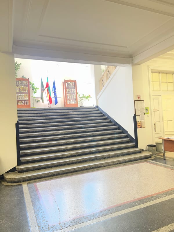 Institutional hallway with display room documented in Sofia