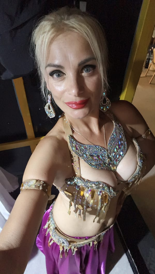 Belly dancing costume moment in Kuşadası, Turkey