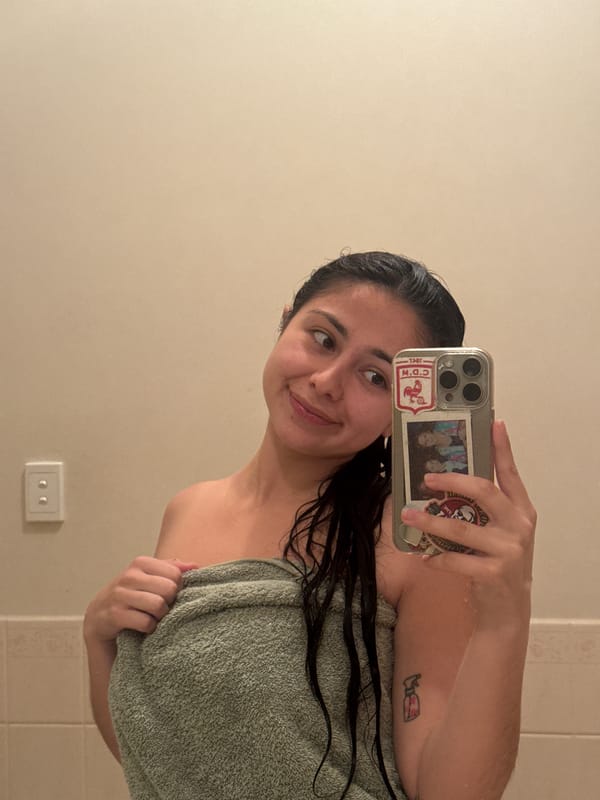 Woman takes bathroom selfies in Como, Australia