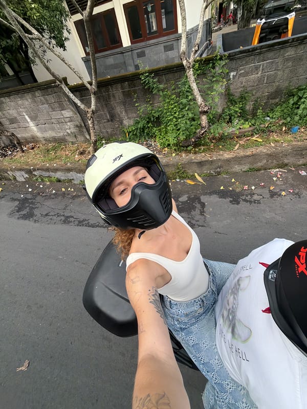 Motorcycle riders and rice farmers observed in North Kuta