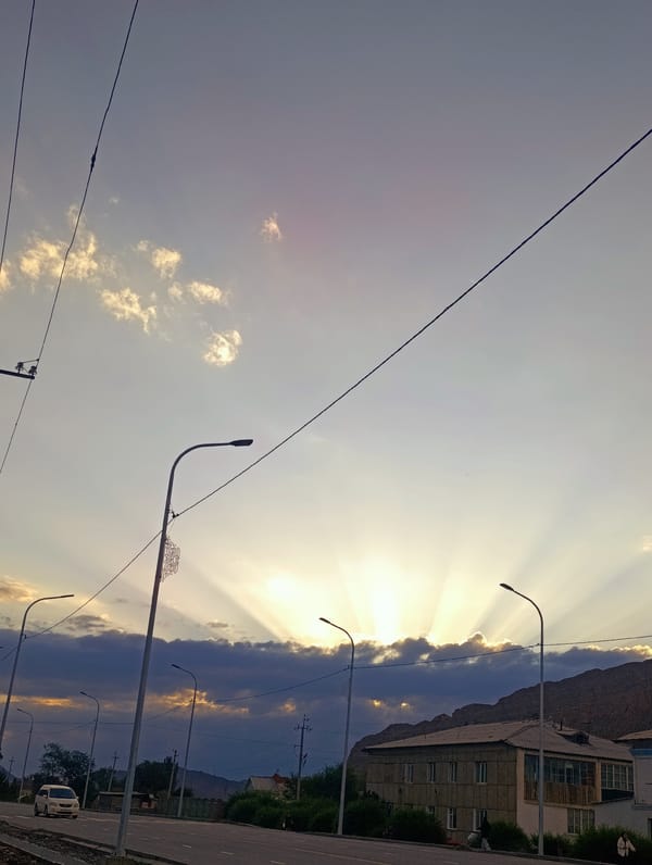 Dramatic skies and golden light over Naryn City
