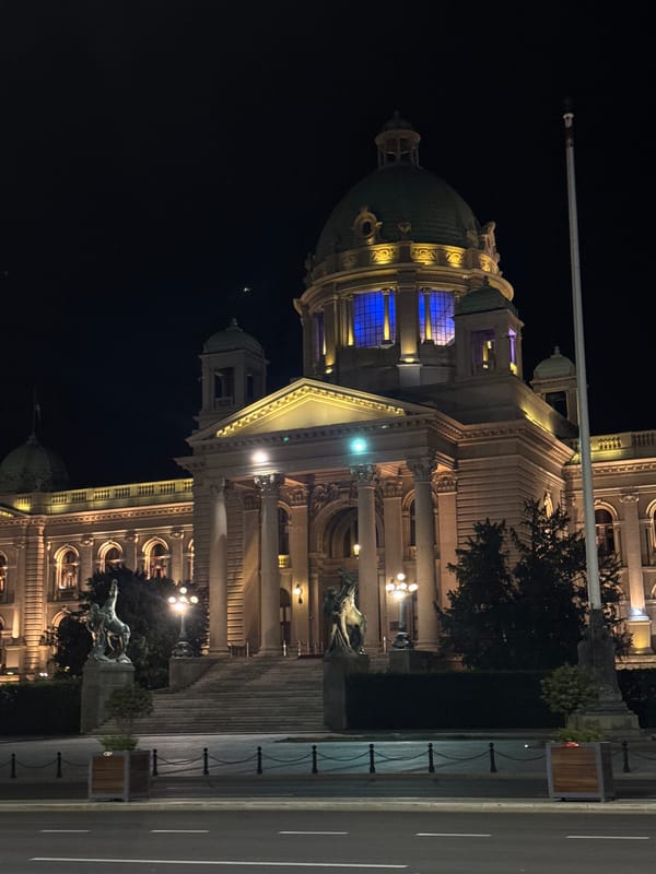 Late night scenes captured around Belgrade's government district