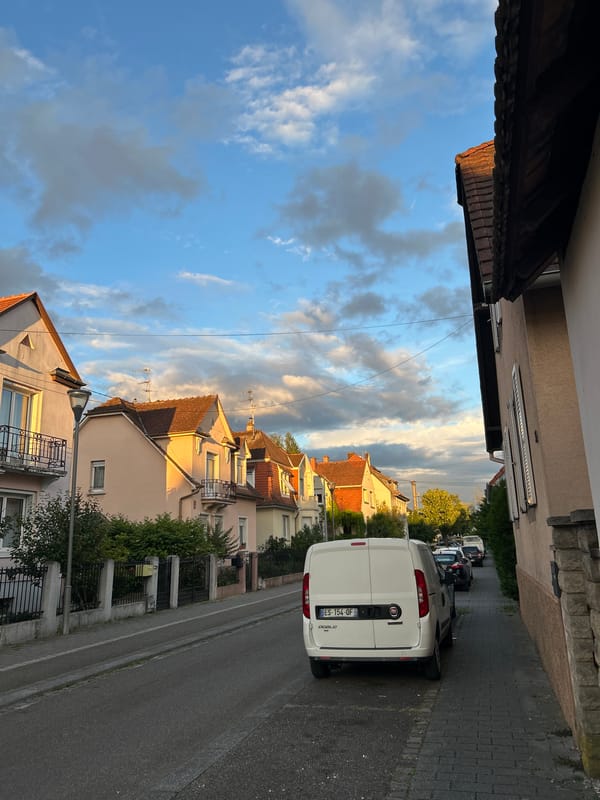 Evening street scenes documented across Strasbourg residential neighborhoods