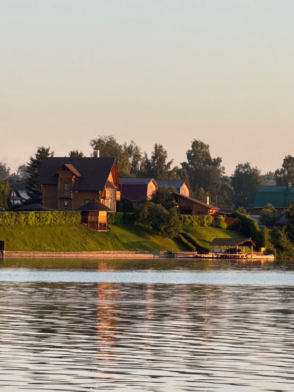 Sunset captured over Votkinsk Reservoir from moving vessel