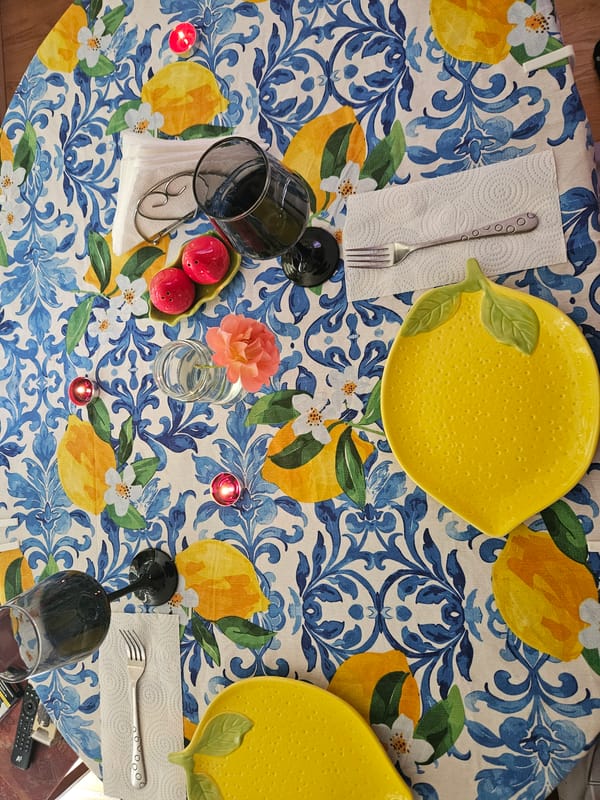 Lemon-themed table setting in Veliko Tarnovo