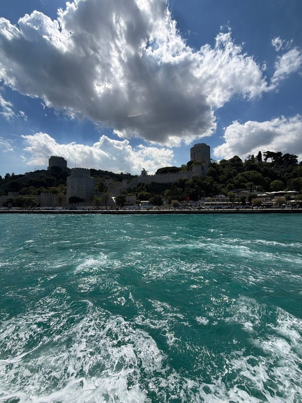 Bosphorus boat trip past Rumeli Hisarı fortress and bridge